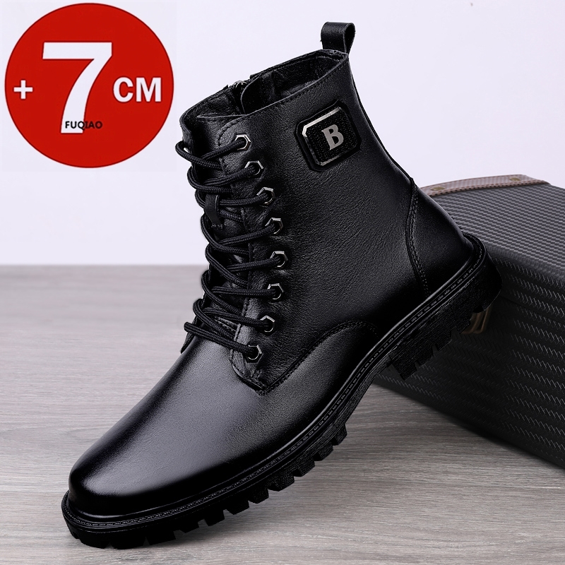 Mens Formal - Botas con elevador de cuero genuino