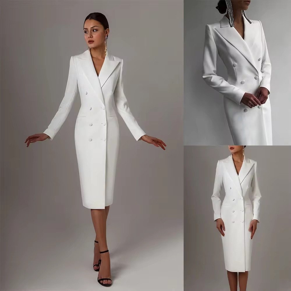 Men Formal Wear Wedding Guest - Chaqueta larga de doble botonadura para