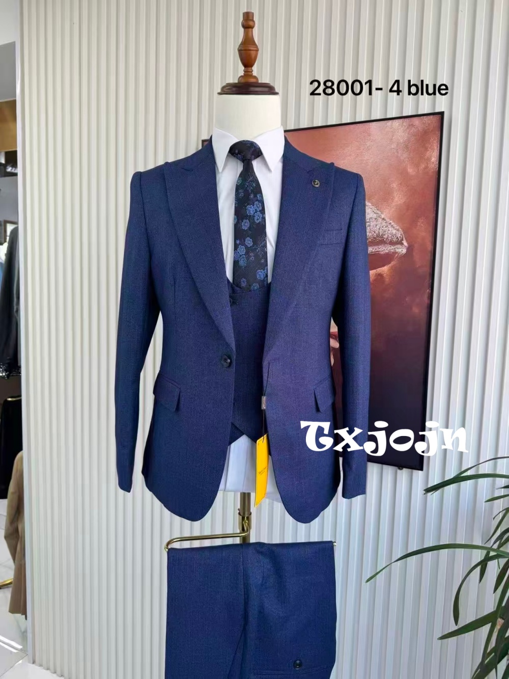 Men Formal Wear Wedding Guest - Traje Formal Azul de 3 Piezas