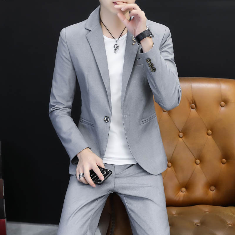 Men Formal Wear Shop - Chaqueta Entallada de Estilo Coreano para