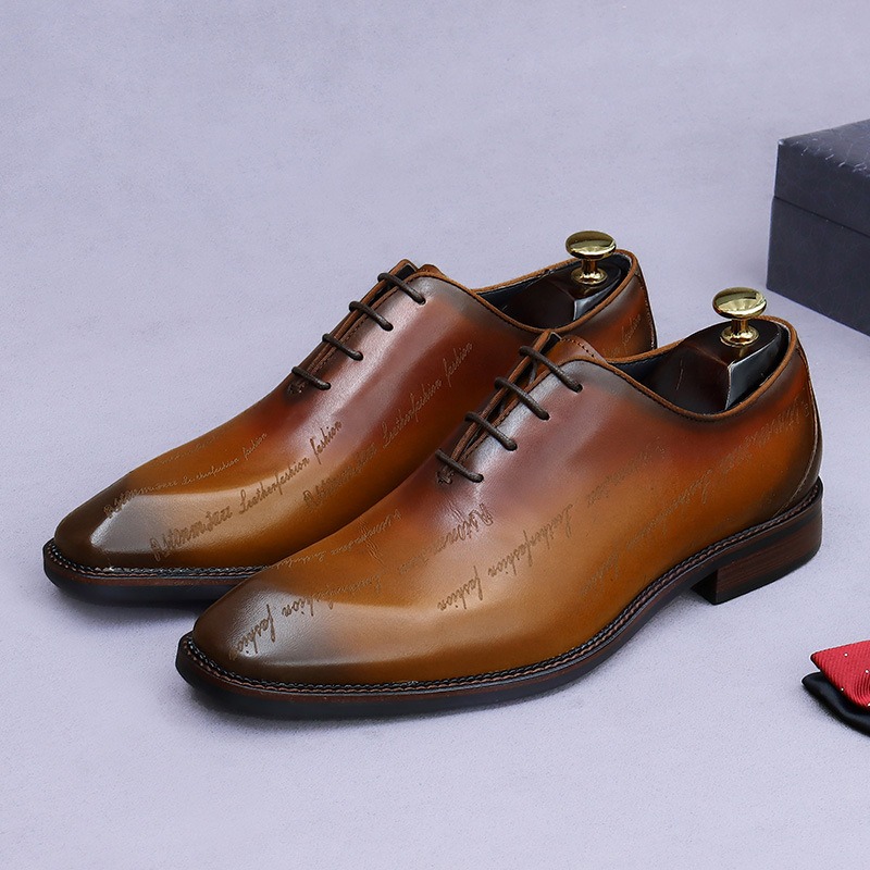 High End Men'S Formal Wear - Zapatos Oxford de cuero genuino para