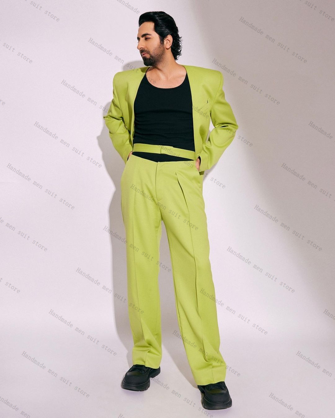Conjunto de traje verde a la m - Men Formal Wear Wedding Guest reseña y precio