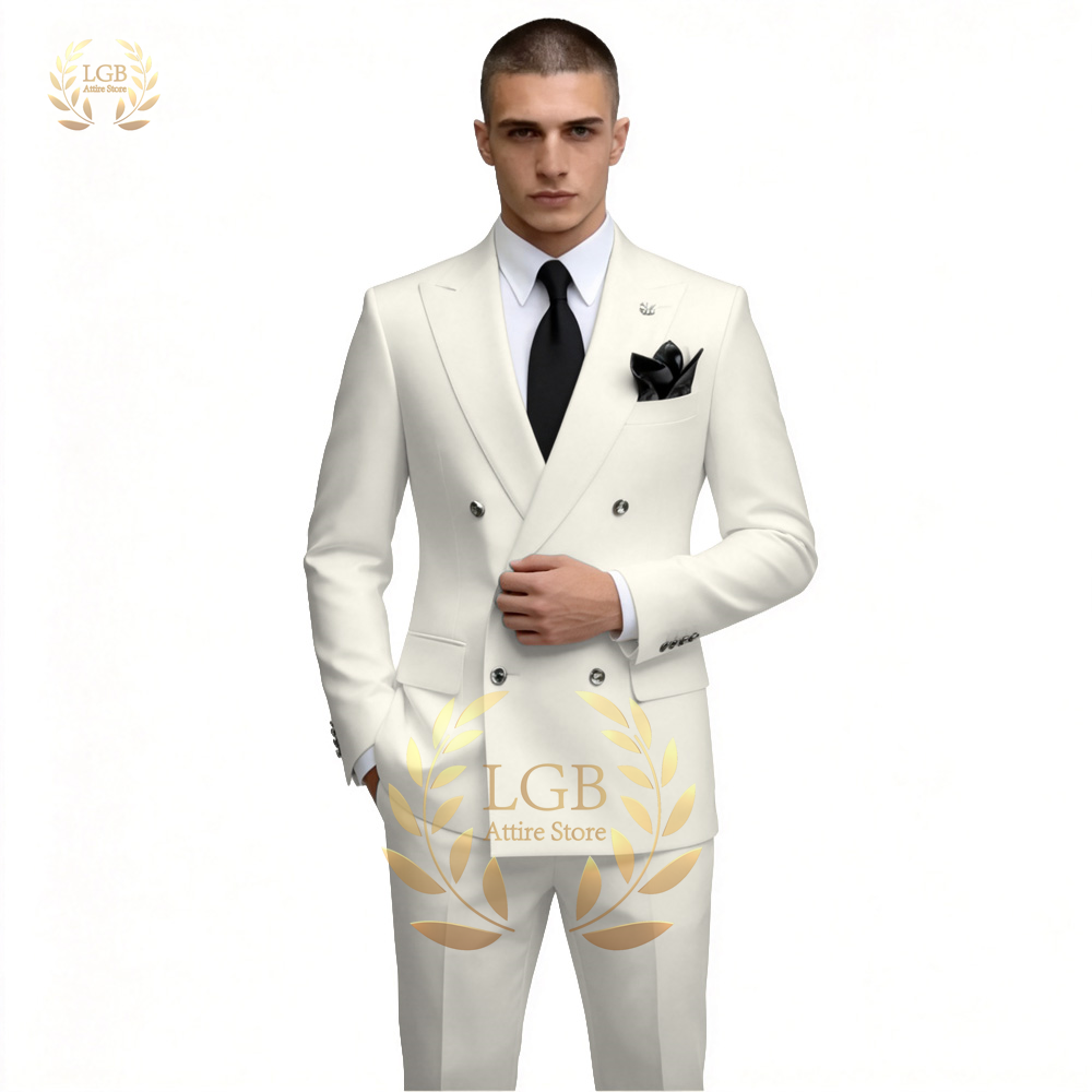 Traje de hombre blanco de dobl - Men Formal Wear With Blazer reseña y precio
