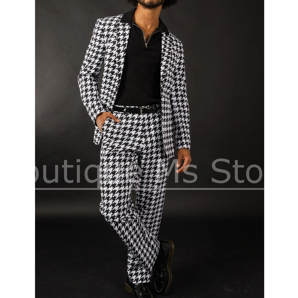 Traje de pata de gallo blanco  - Men Formal Wear With Blazer reseña y precio
